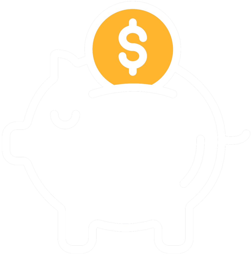 piggy bank white icon